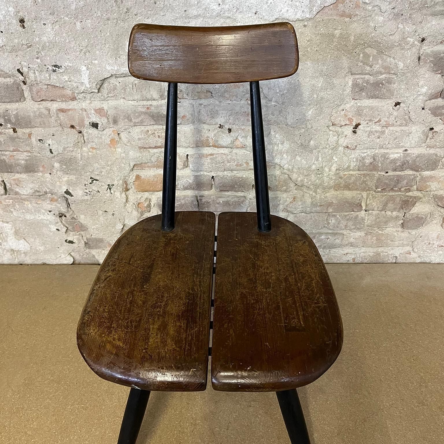 1950's, Set Of Table Red Brown Table Top And Four Pirkka Chairs By Tapiovaara photo vintage