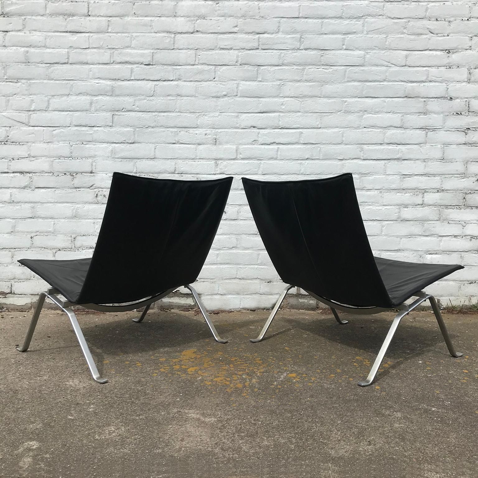 1956, Poul Kjaerholm For E. Kold Christensen, Set 2 Pk22 Lounge In Black Leather photo Furniture