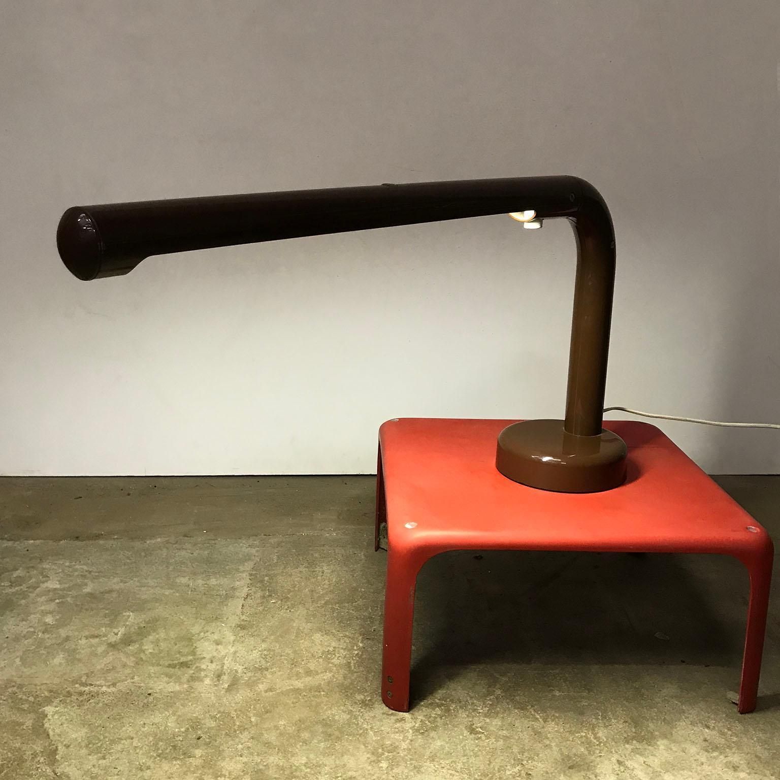 1960, Anders Pehrson For Atelje Lyktan, Sweden, Tube Desk Lamp In Brown Plastic photo buy