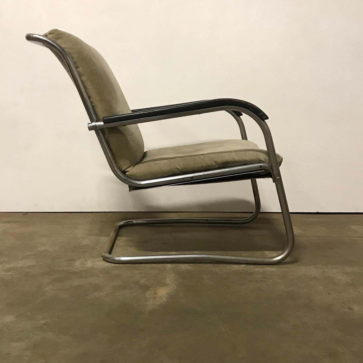 1930, Paul Schuitema Easy Chair, Fabric With Black Lacquered Wooden Armrests photo furniture