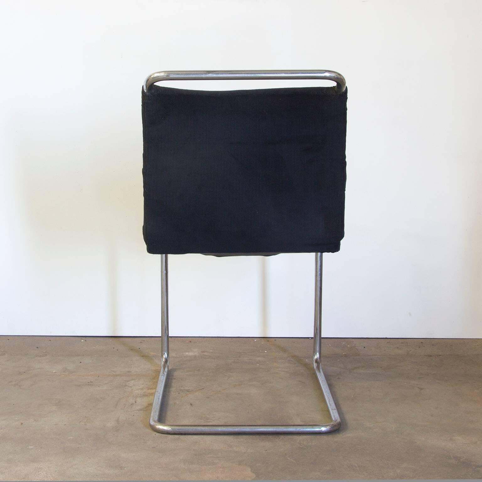 Original Early Vintage Tubular Side Chair, Black Manchester Fabric, Circa 1930 photo Furniture