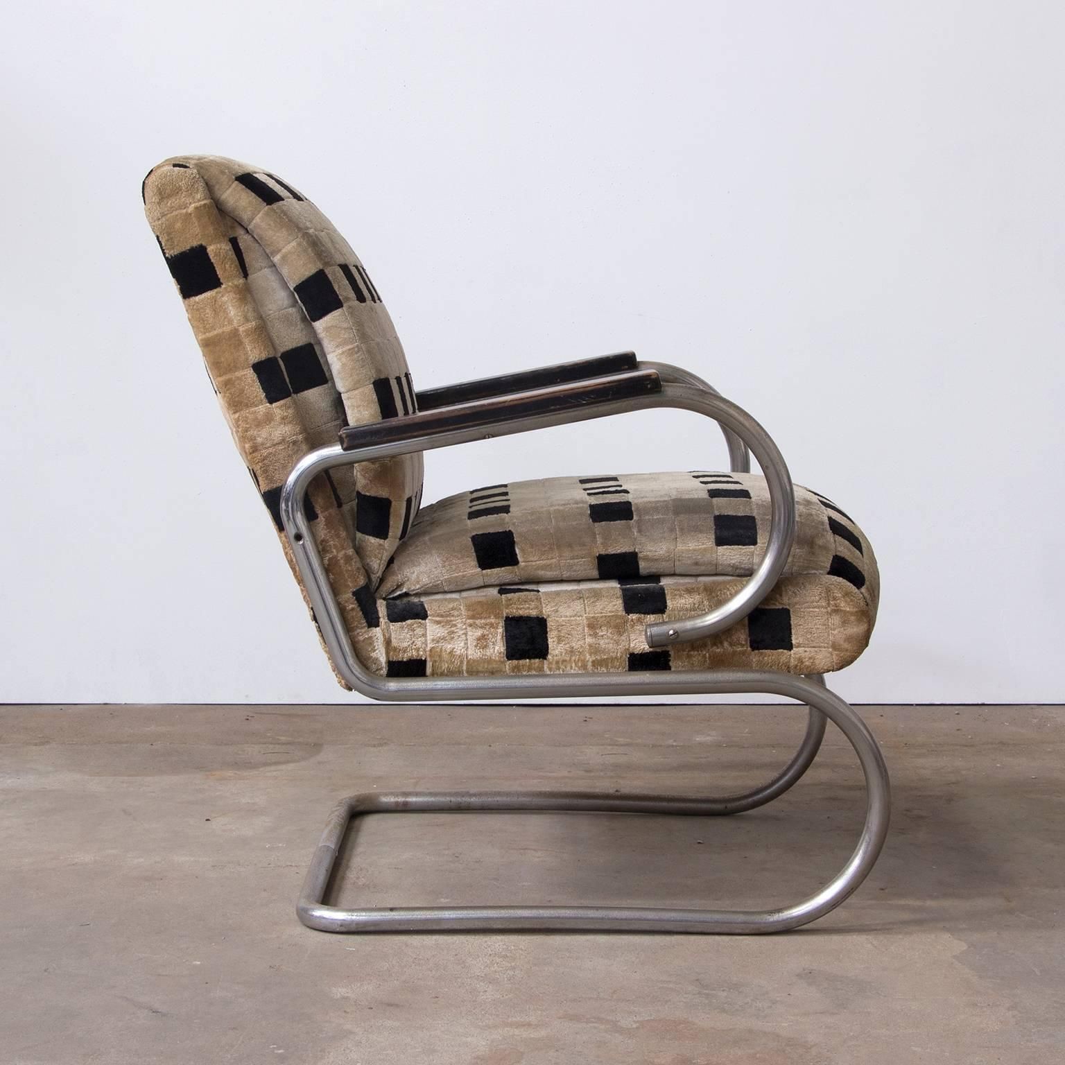 Original French Art Deco Lounge Chair And Original Soft Comfy Fabric, Circa 1935 photo furniture
