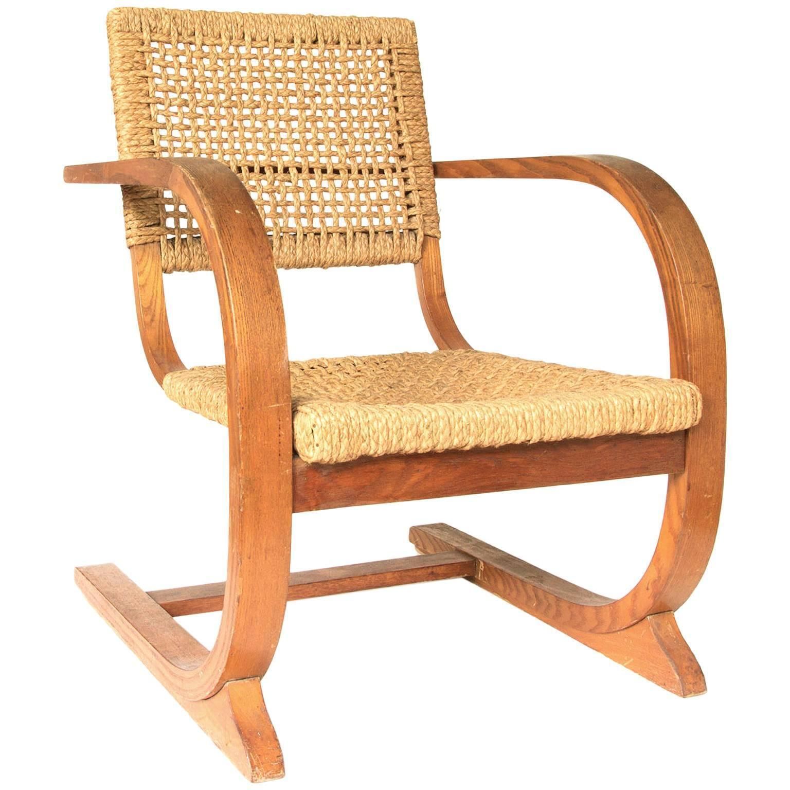 1935, Bas Van Pelt Rope Slung Rare High Back Comfortable Armchair