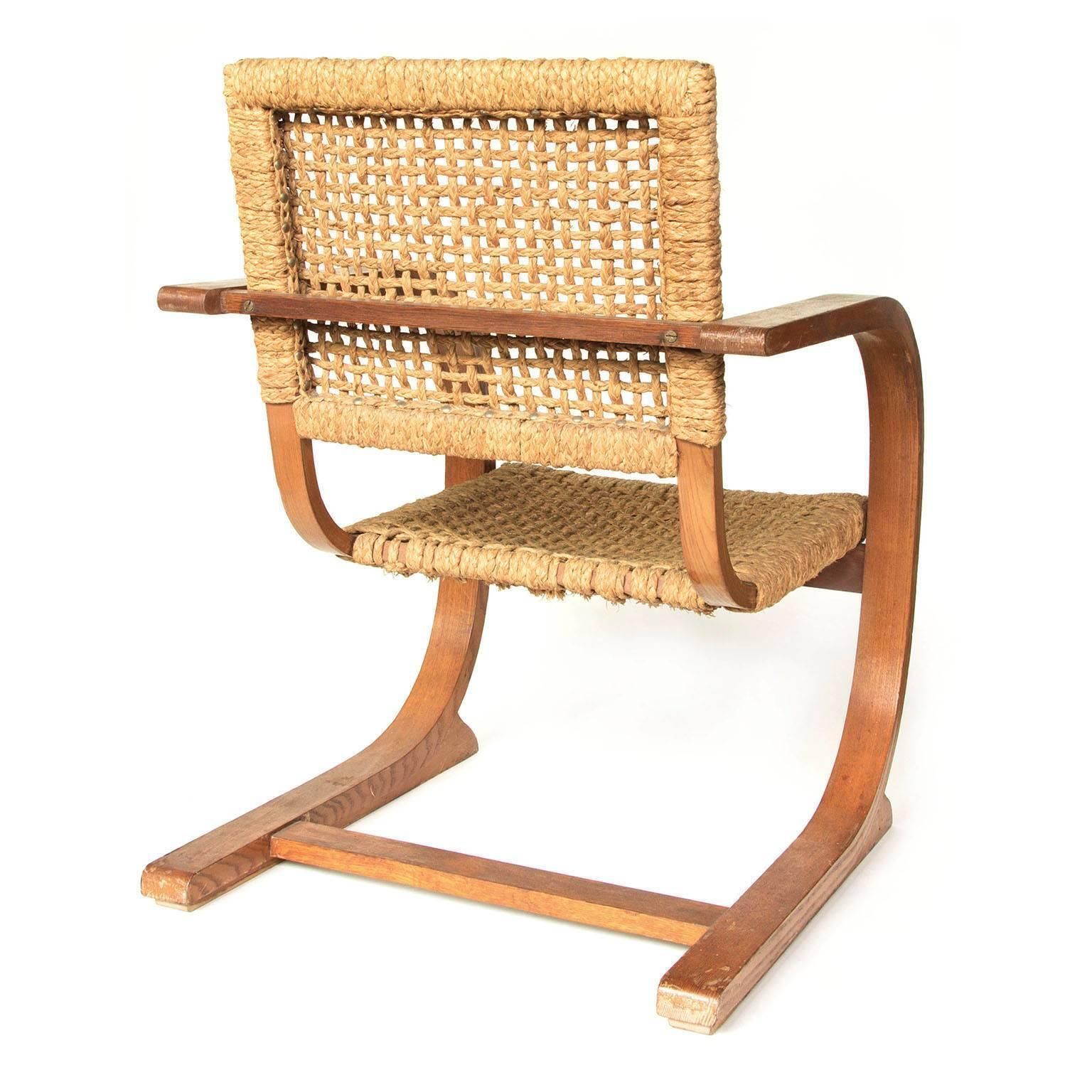 1935, Bas Van Pelt Rope Slung Rare High Back Comfortable Armchair photo for sale