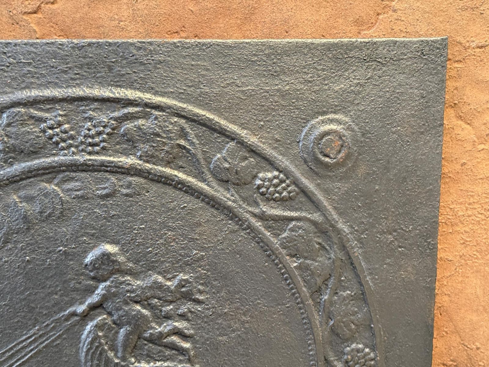 French Neoclassical Period 'Sun King' Fireback / Backsplash, Early 19th Century photo vintage