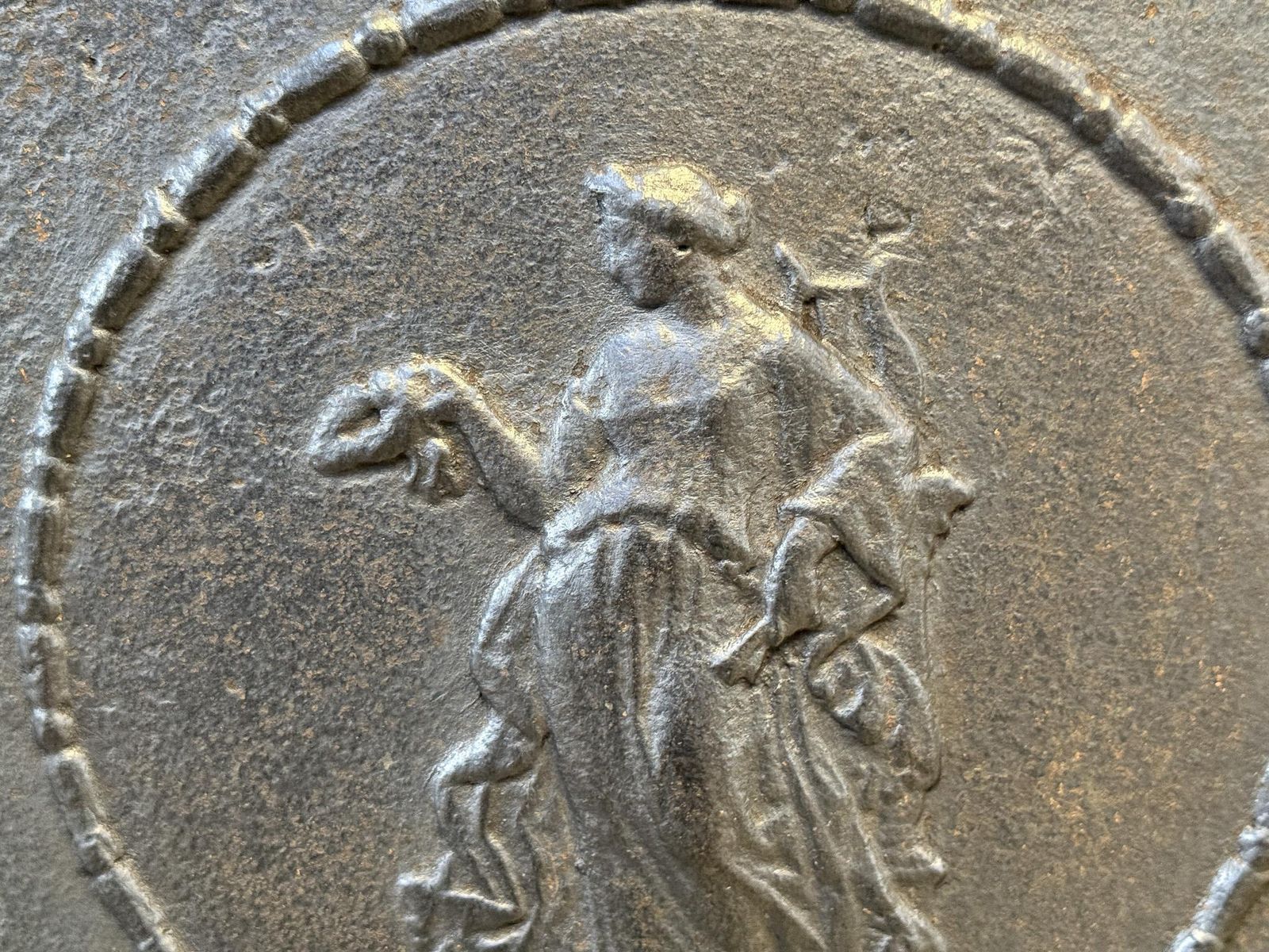 French Art Deco 'Lady' Fireback / Backsplash, Early 20th Century photo vinterior