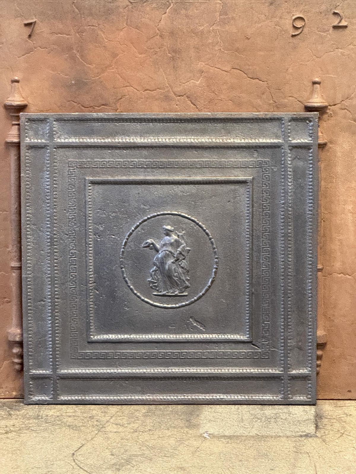 photo furniture French Art Deco 'Lady' Fireback / Backsplash, Early 20th Century