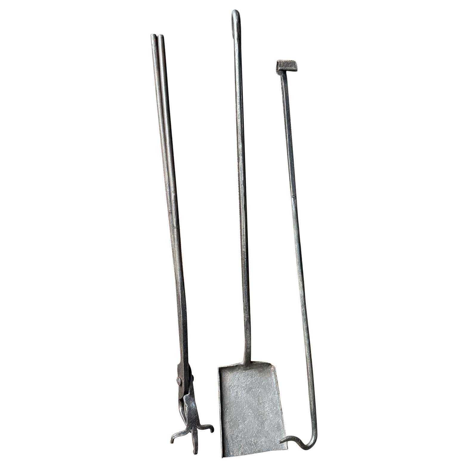 Large 18th Century French Fireplace Tools Or Fire Tools