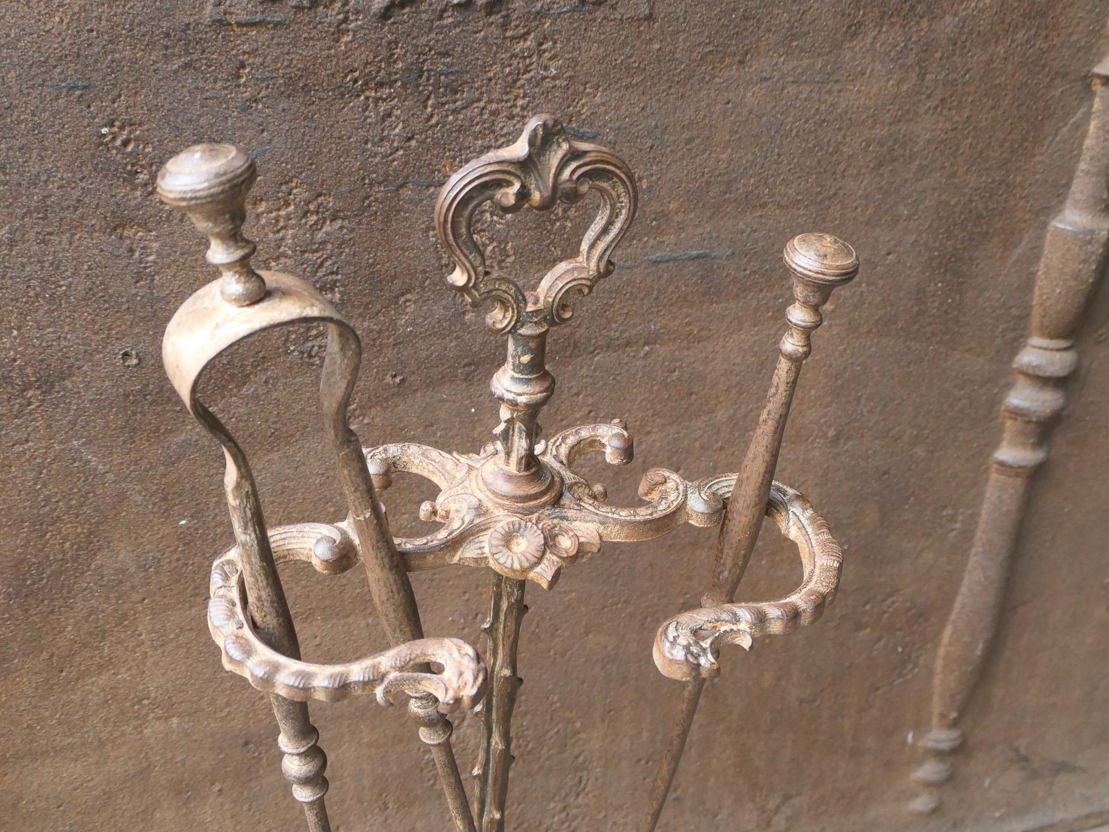 French Art Nouveau Fireplace Tools, Early 20th Century Period photo vintage