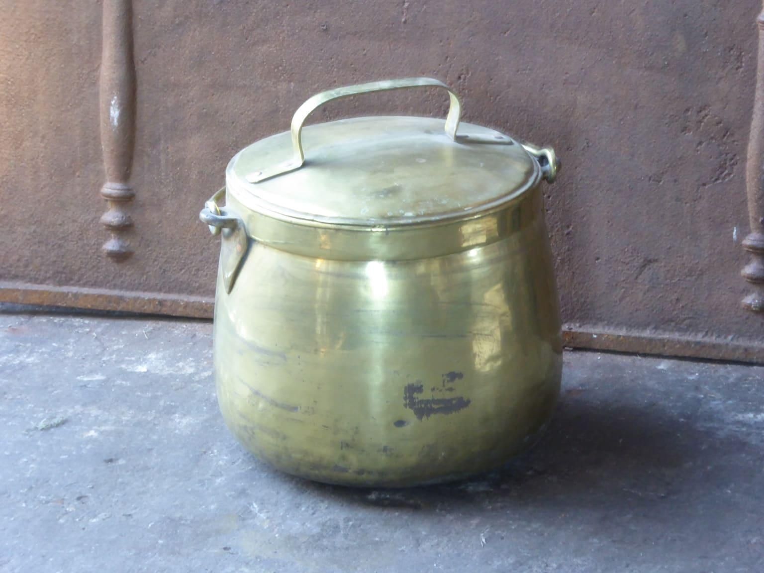 19th Century Dutch Polished Brass Firewood Basket, Victorian Period photo furniture