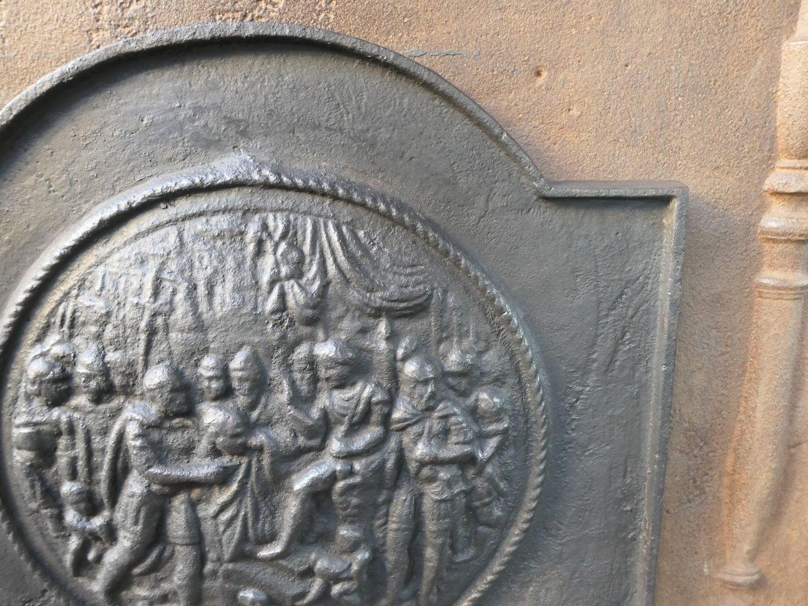 French 'Religious Scene' Fireback / Backsplash, Napoleon III Style photo vintage