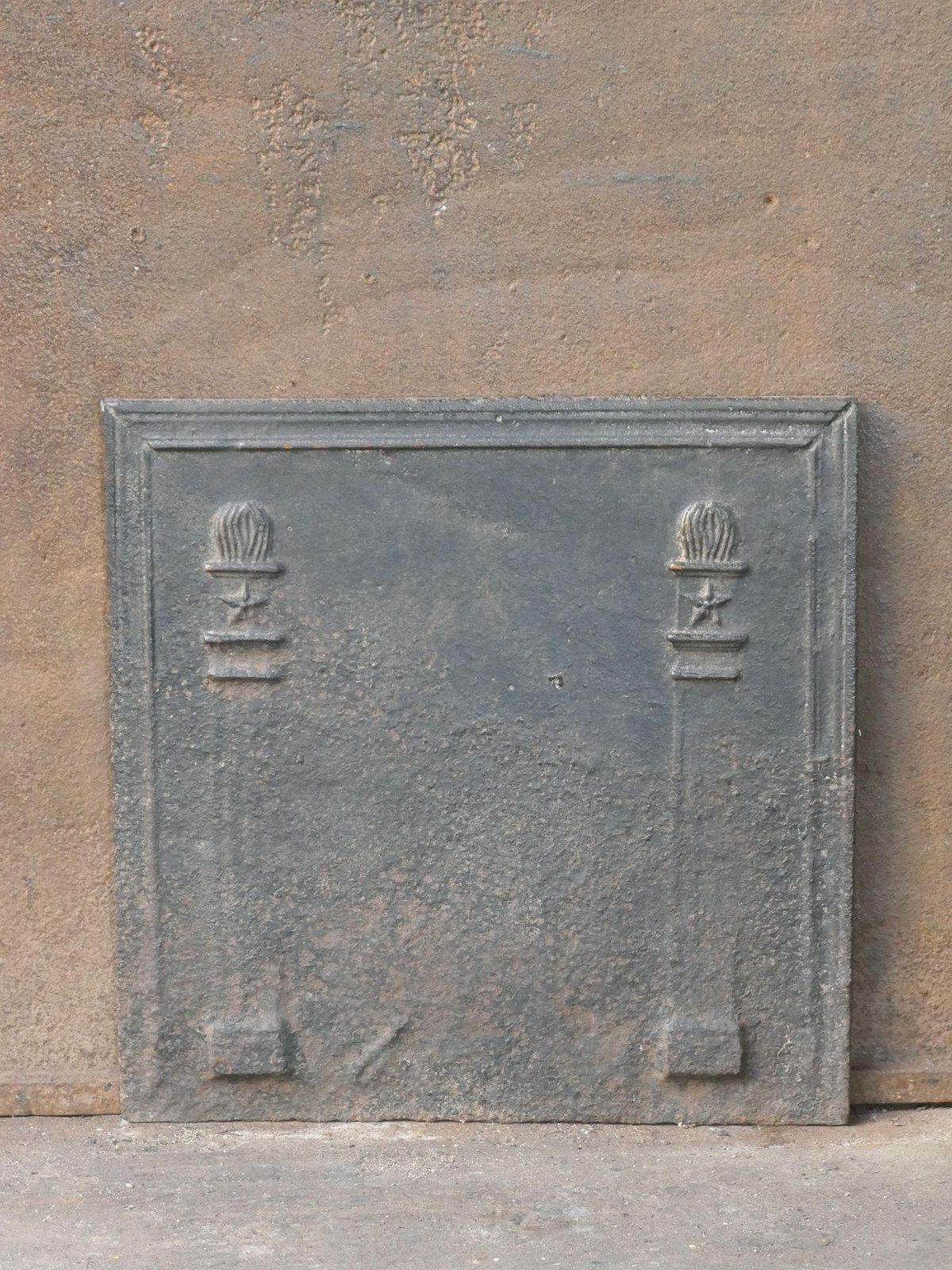 French Neoclassical 'Pillars Of Freedom' Fireback / Backsplash, Early 19th C photo for sale