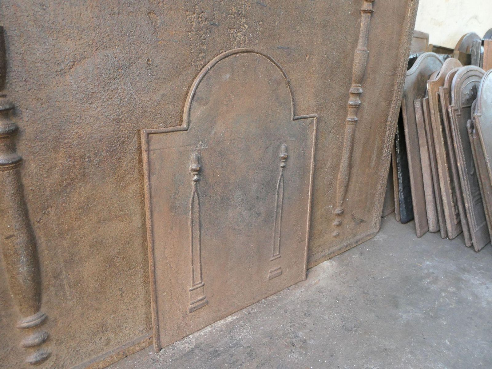 photo for sale French Neoclassical 'Pillars Of Freedom' Fireback / Backsplash, Early 19th Centu