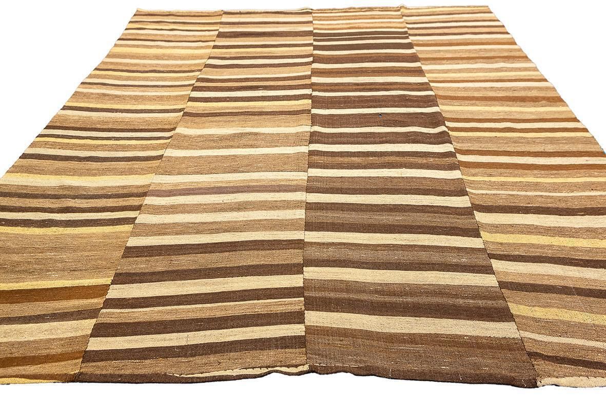 Kilim Rug Striped Design In Natural Tones photo Textiles