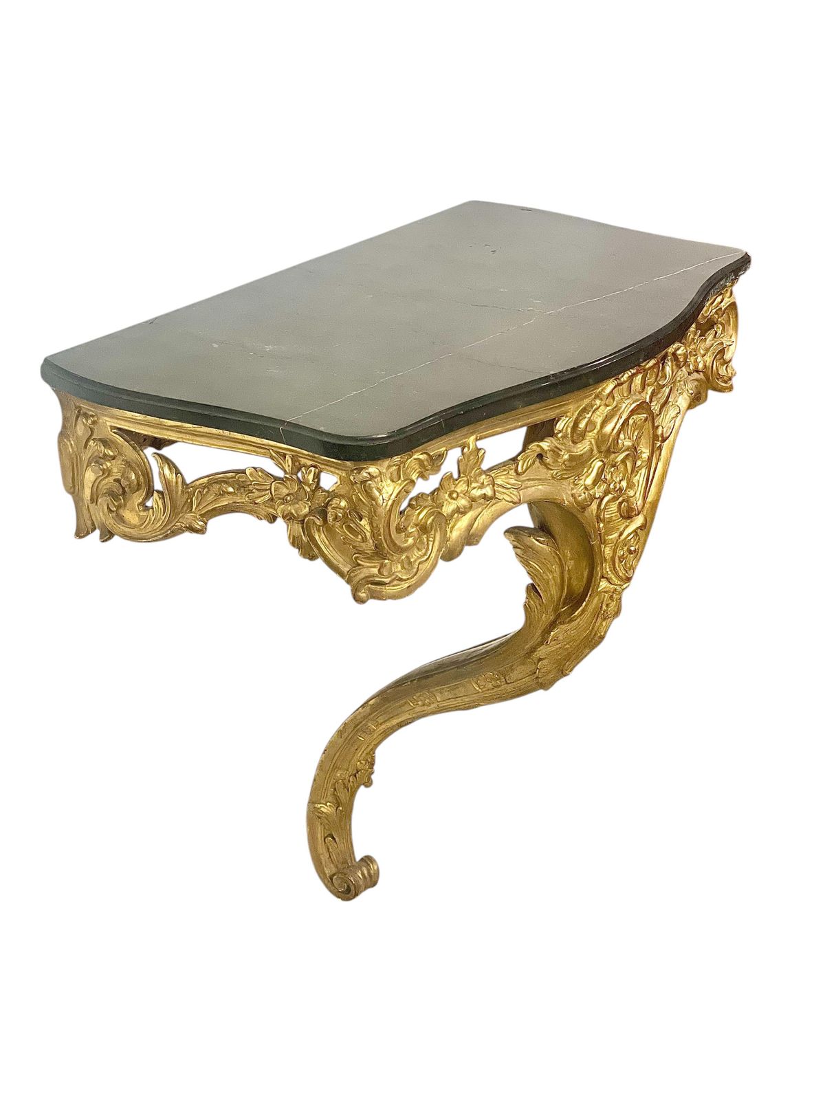 photo furniture 18th Century Louis XV Giltwood Console With Original Marble Top