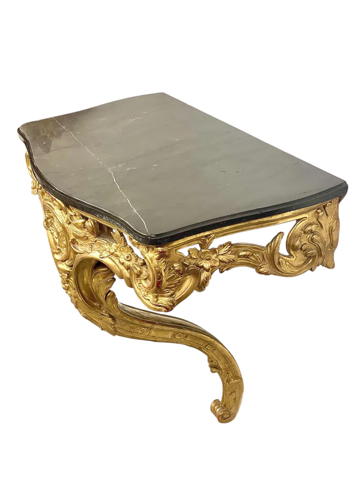 photo vintage 18th Century Louis XV Giltwood Console With Original Marble Top