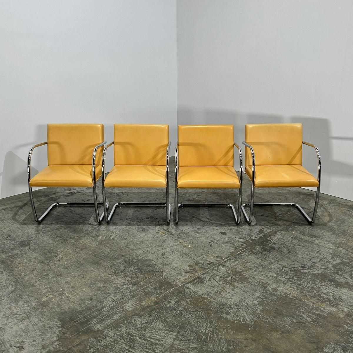 Knoll Beige Leather Brno Tubular Chair By Ludwig Mies Van Der Rohe, Set Of Four photo furniture