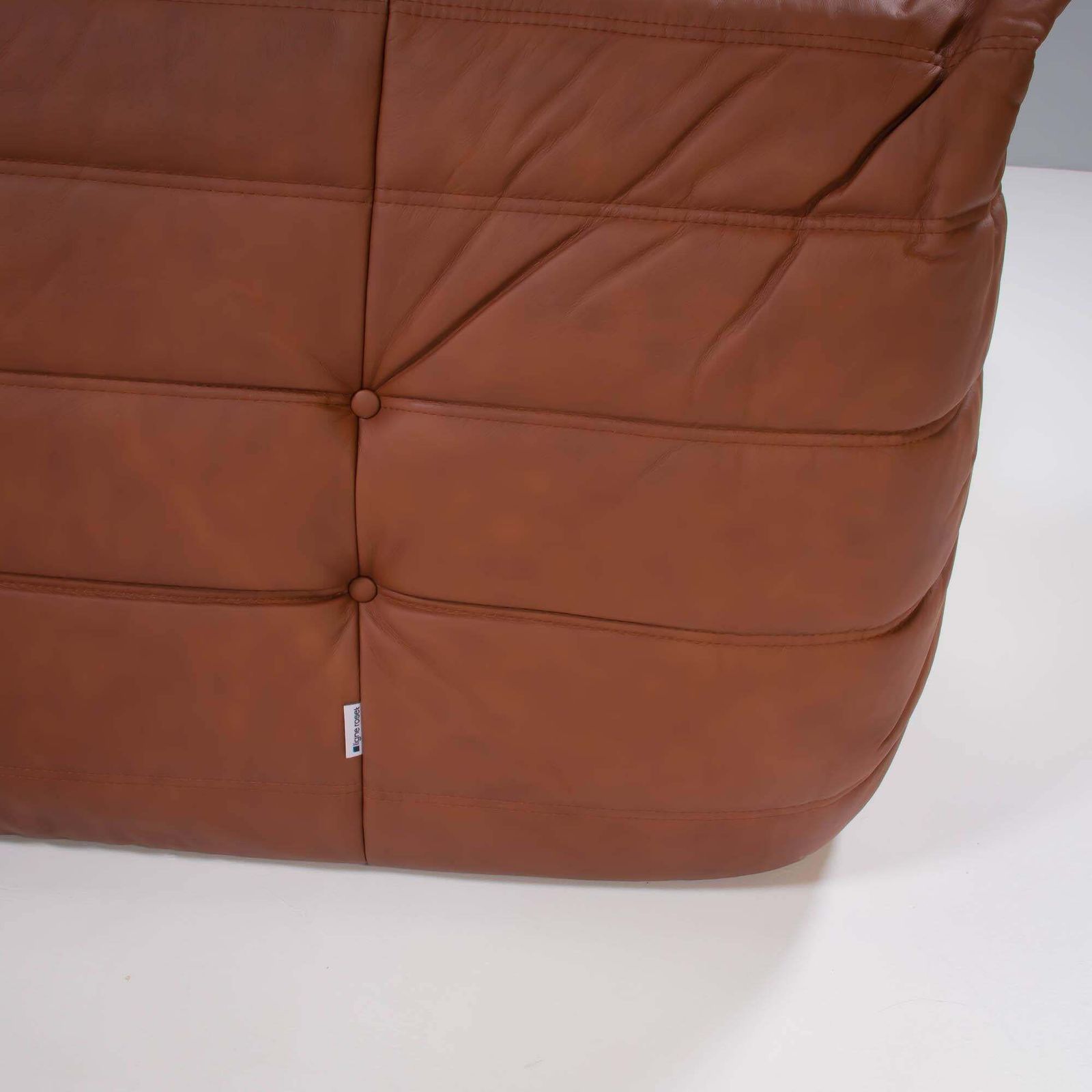 photo furniture Ligne Roset By Michel Ducaroy Brown Leather Togo, Set Of Two