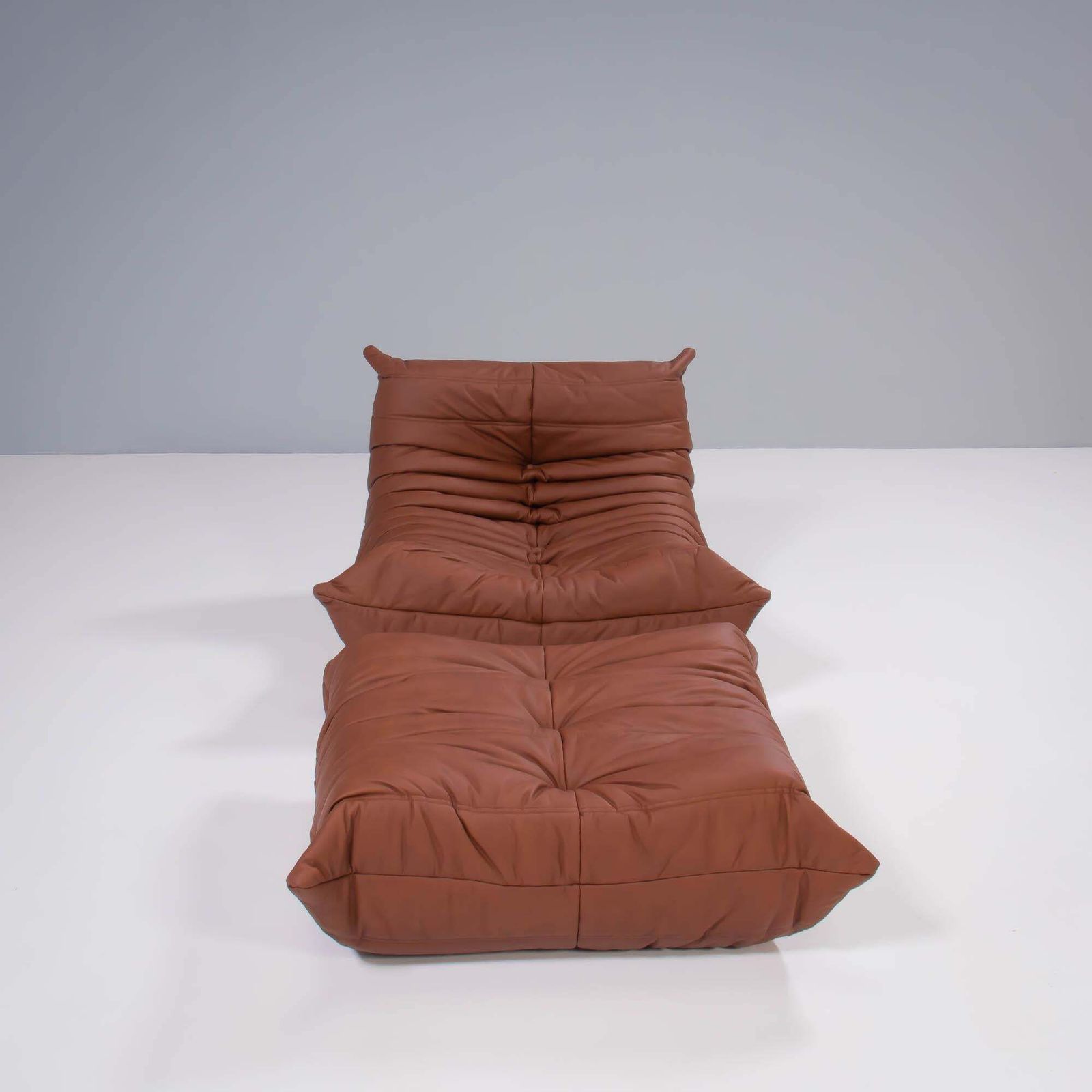 3291.3 Ligne Roset By Michel Ducaroy Brown Leather Togo, Set Of Two photo