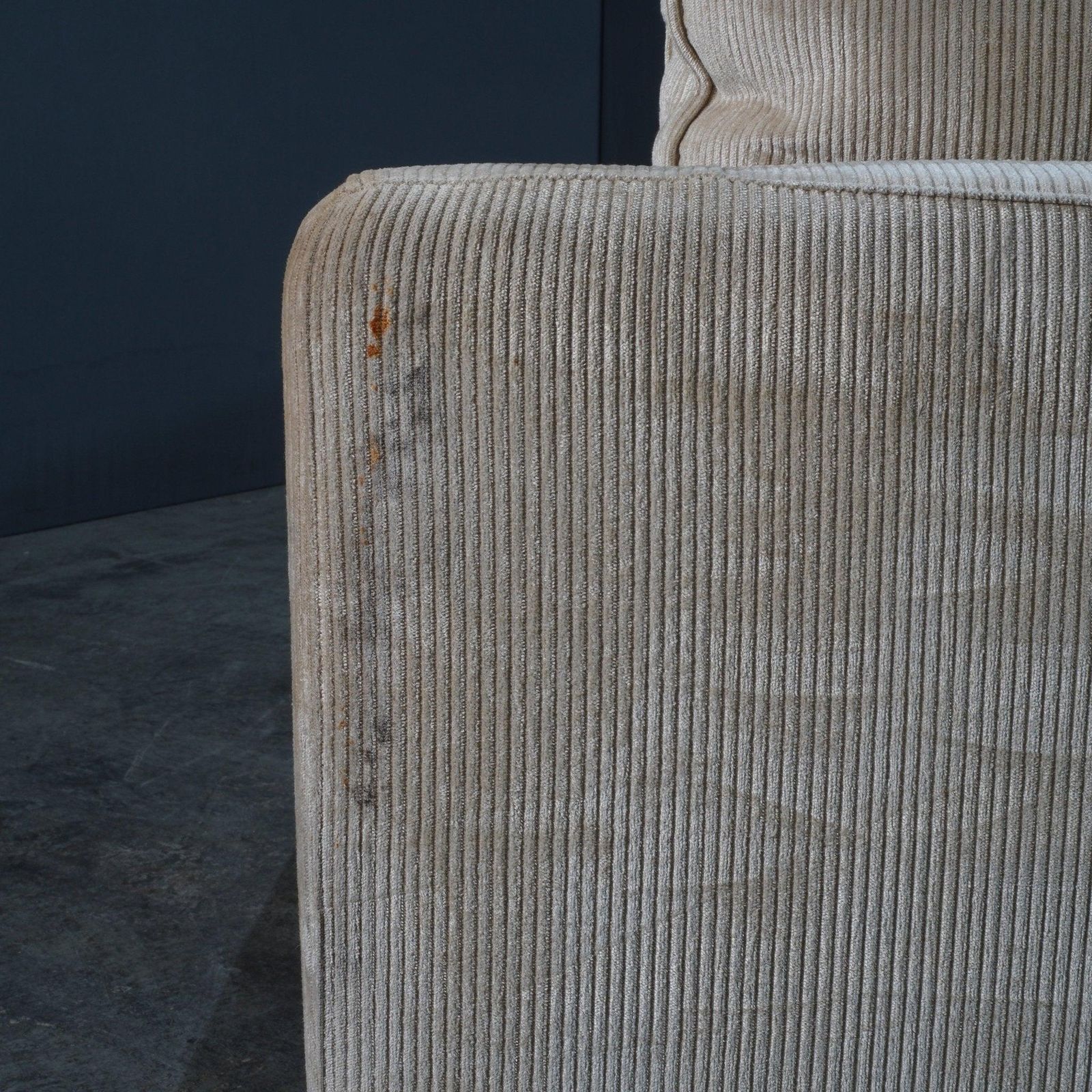 Roche Bobois Cream Cord Armchair And Footstool photo vintage
