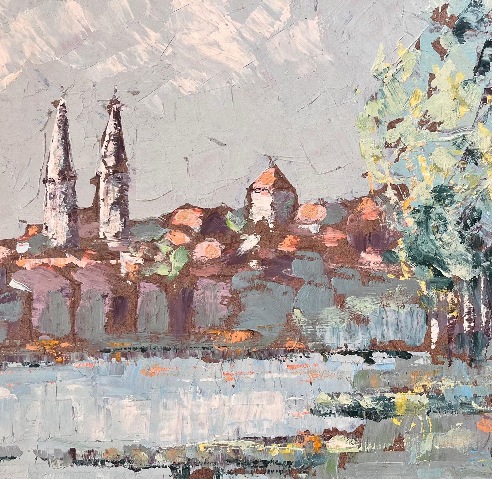 Fanch Lel French Post Impressionist Painting Of Mâcon And Twin Church Spires And River photo buy