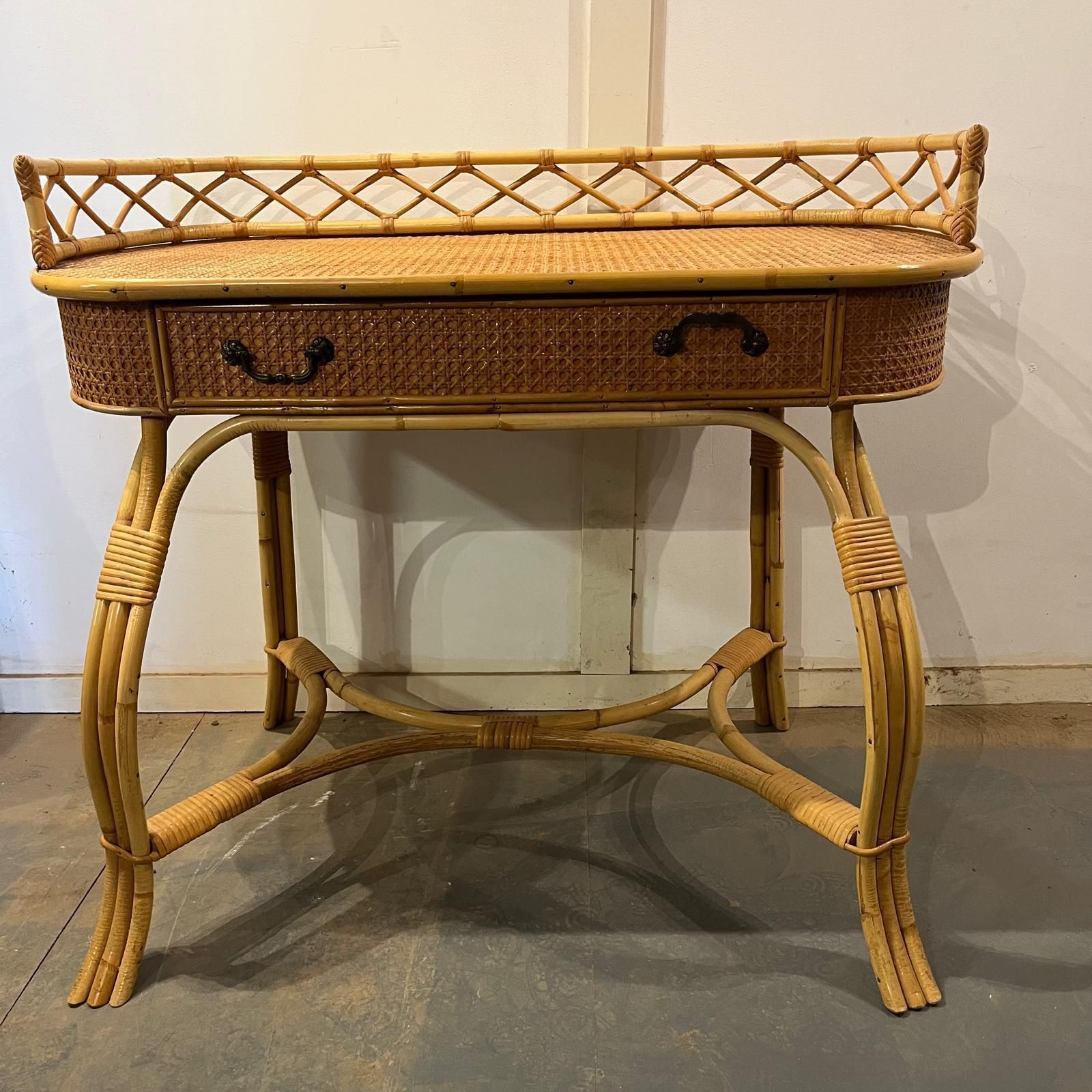 Bamboo And Cane Oval Dressing Table