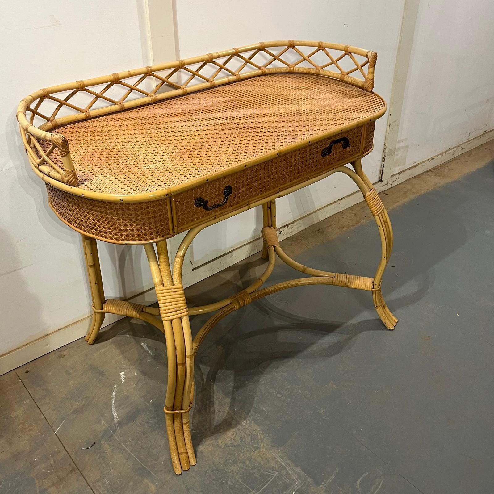 Bamboo And Cane Oval Dressing Table photo furniture