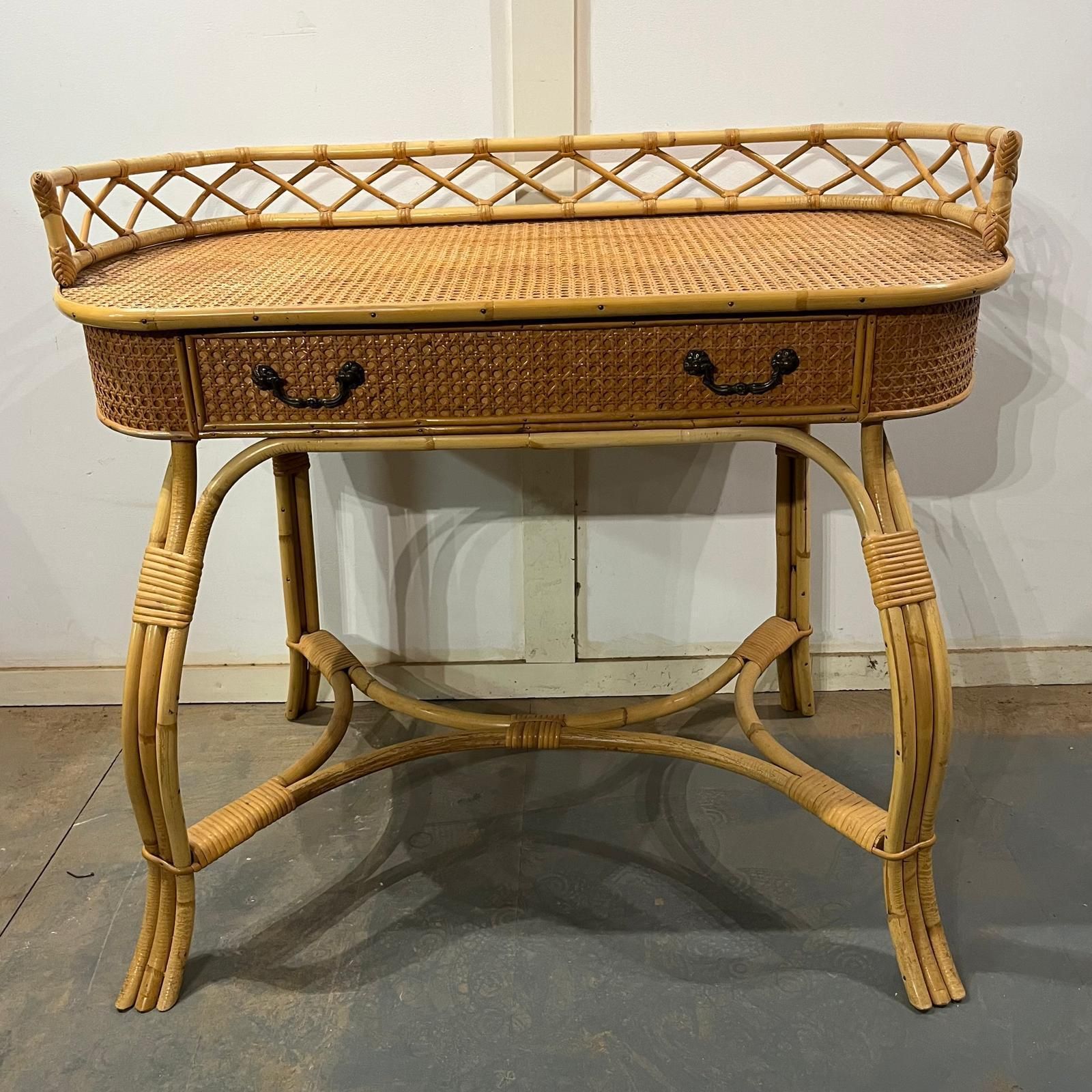 Bamboo And Cane Oval Dressing Table photo Furniture