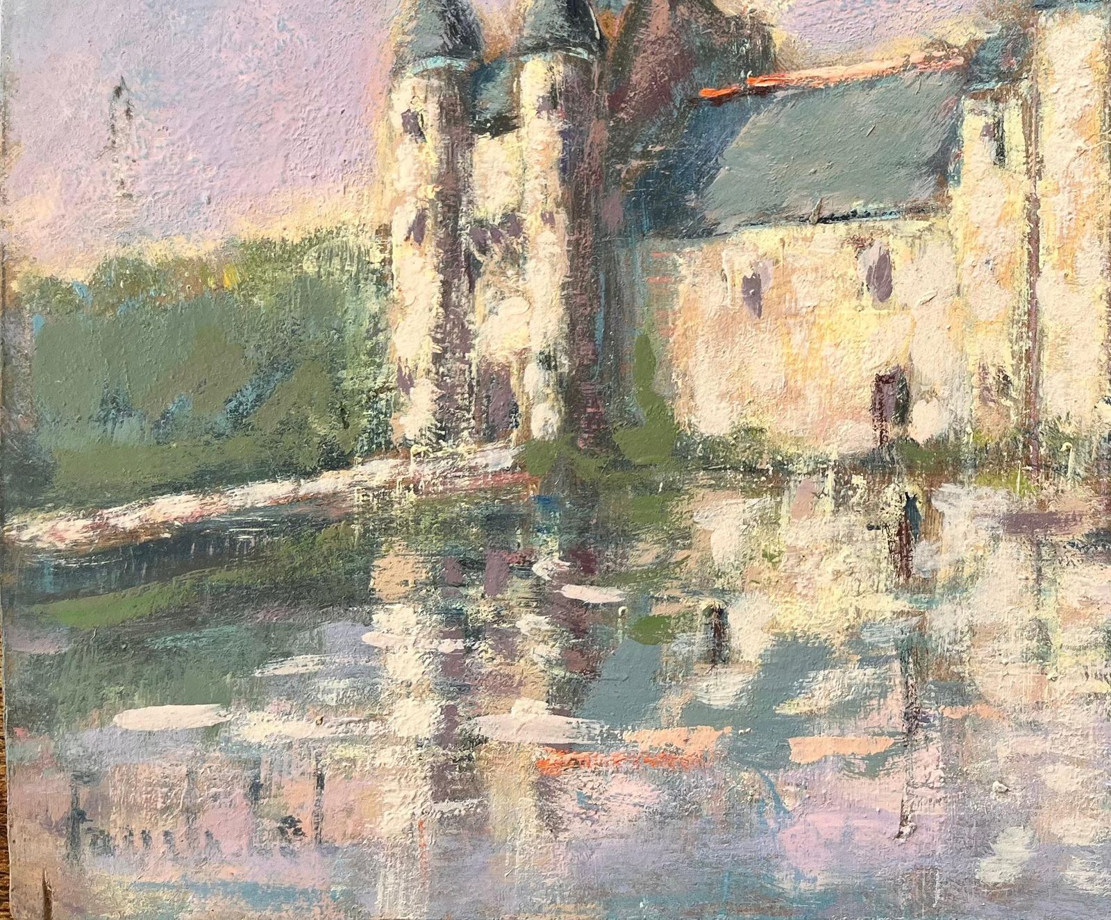 Fanch Lel Impressionist Reflections Of A French Chateau In Soft Lavender Light With Moat photo Art