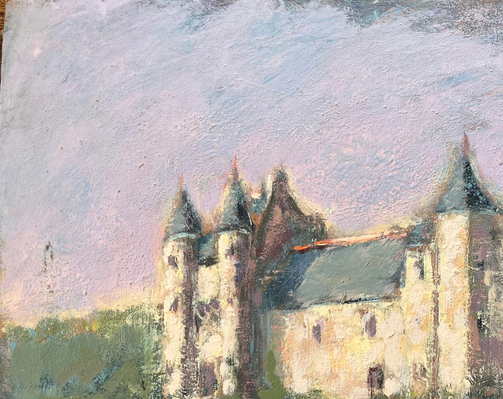 Fanch Lel Impressionist Reflections Of A French Chateau In Soft Lavender Light With Moat photo 575.0