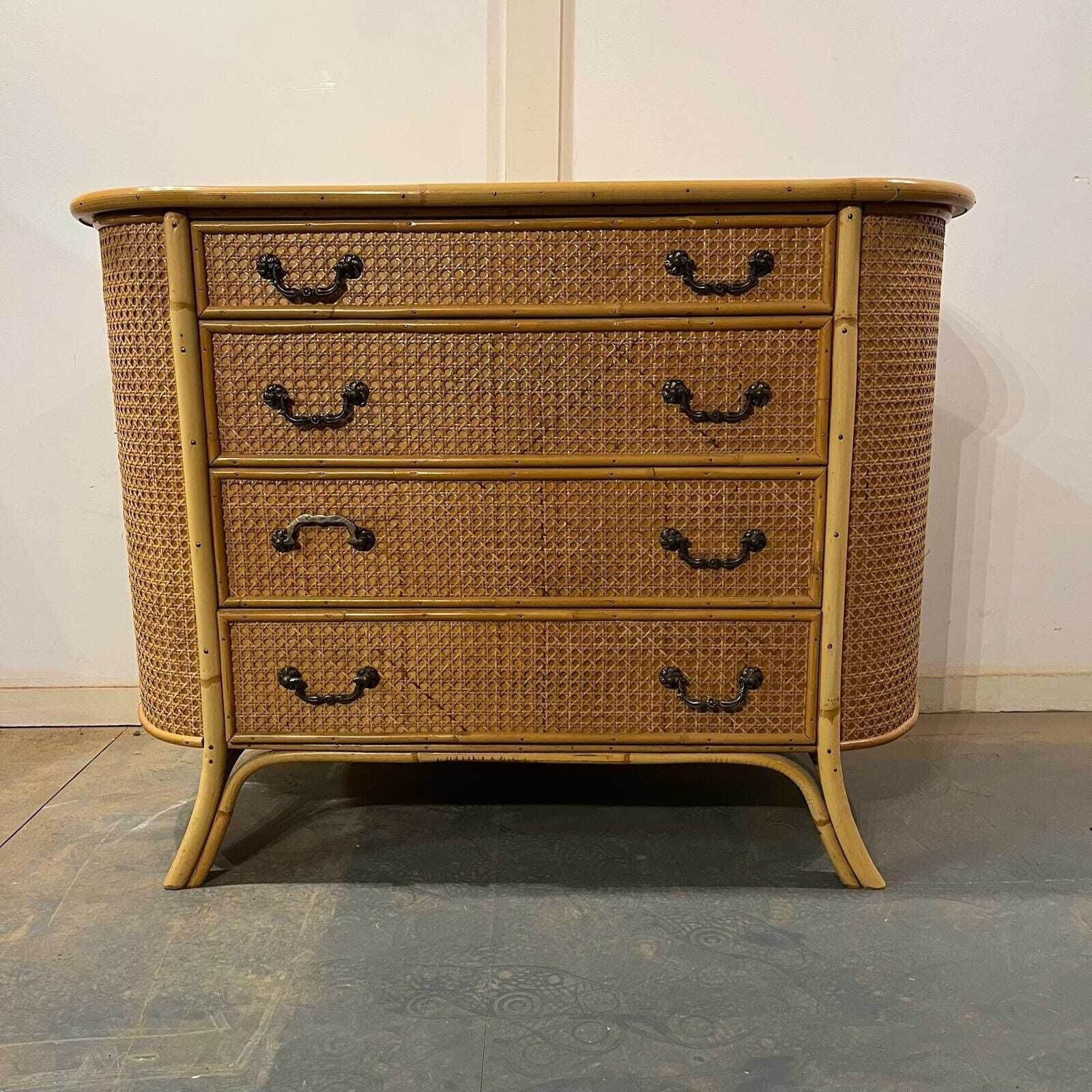 Bamboo And Cane Oval Chest With 4 Drawers photo 1050.0