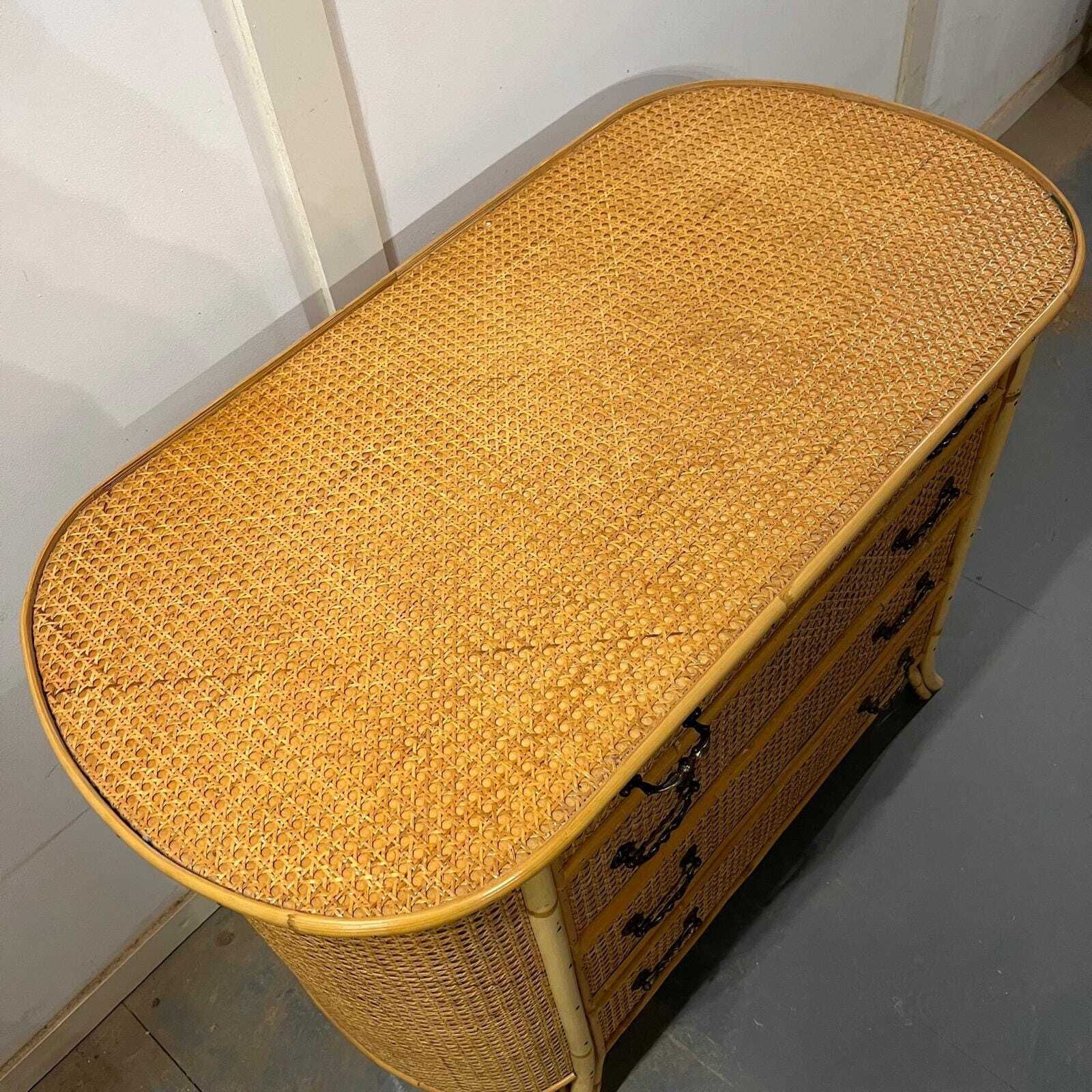 photo furniture Bamboo And Cane Oval Chest With 4 Drawers