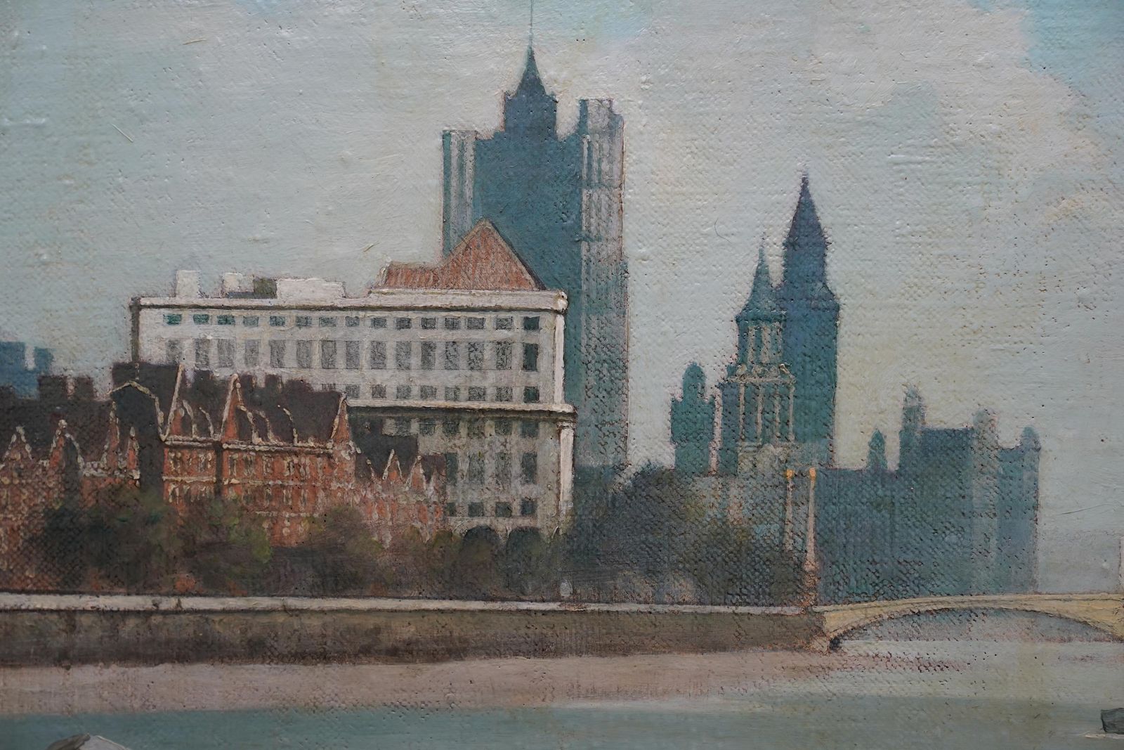 Bertram Nichollsvauxhall Bridge London 1951   British Post Impressionist Landscape Oil Painting1951 photo vinterior