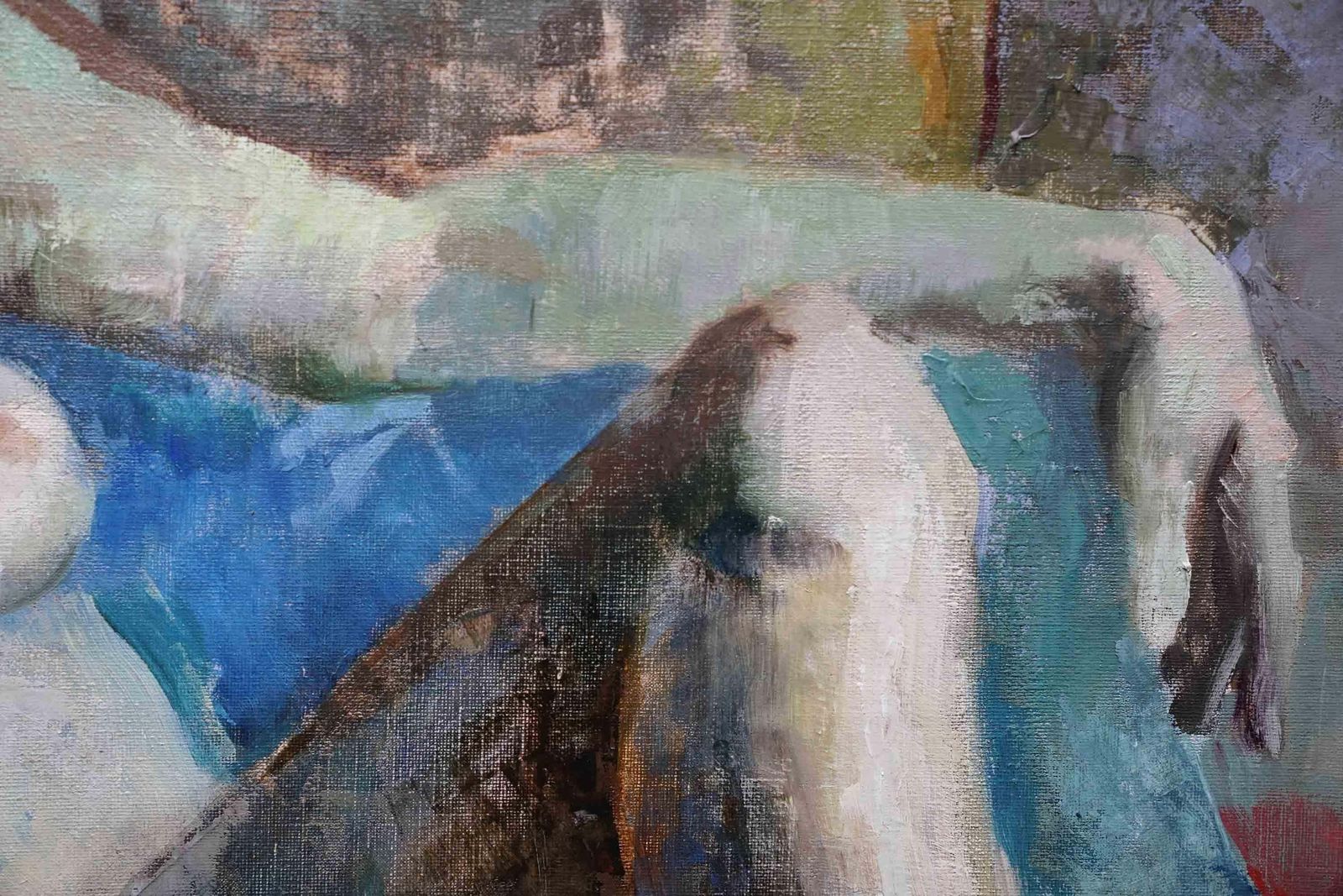 Reclining Nude   Industrial Scene Verso   Scottish 1940's Portrait Oil Paintingcirca 1945 photo Art