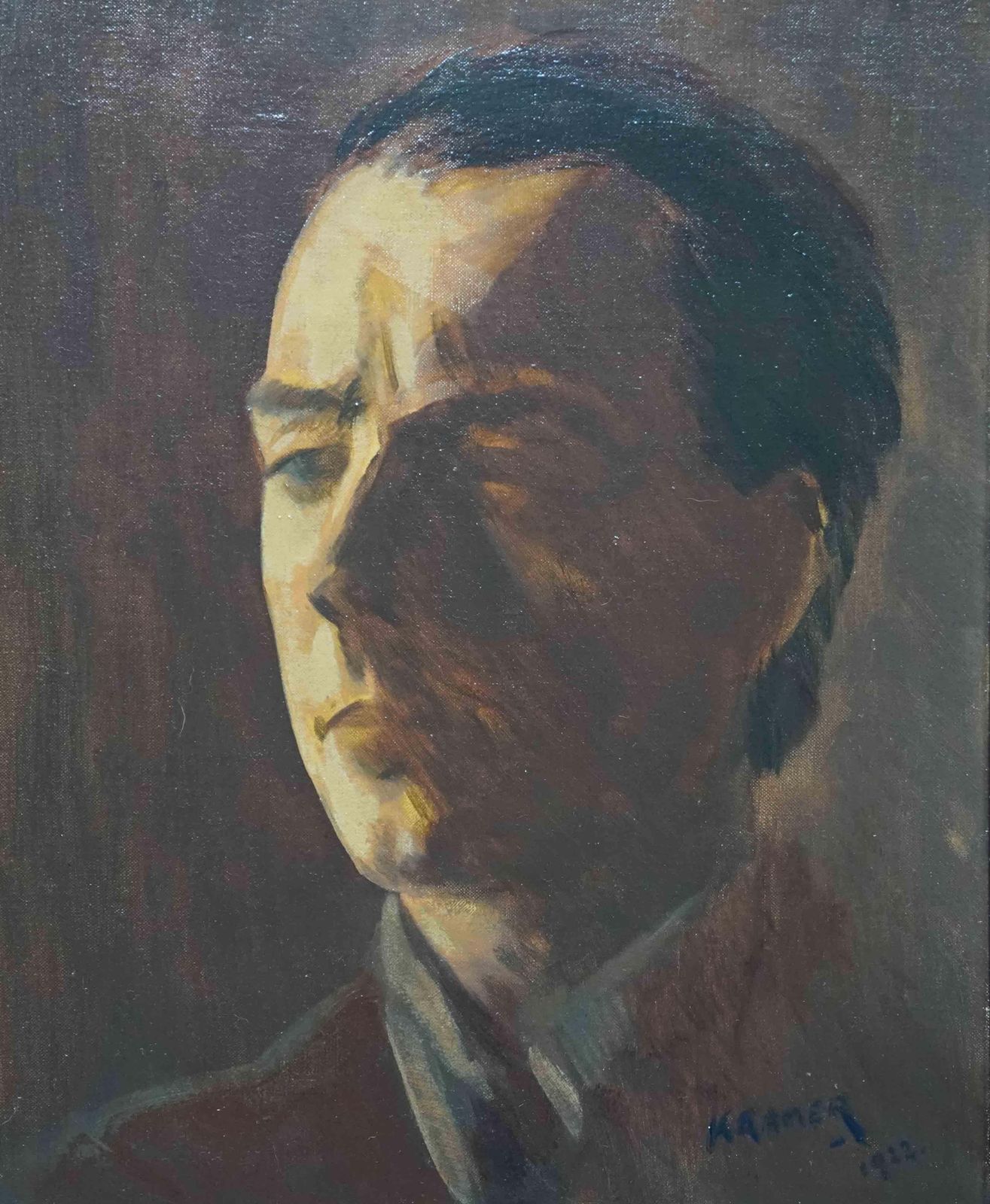 Jacob Kramerportrait Head And Shoulders Of A Man   Jewish 20s Art Male Portrait Oil Painting1922 photo furniture