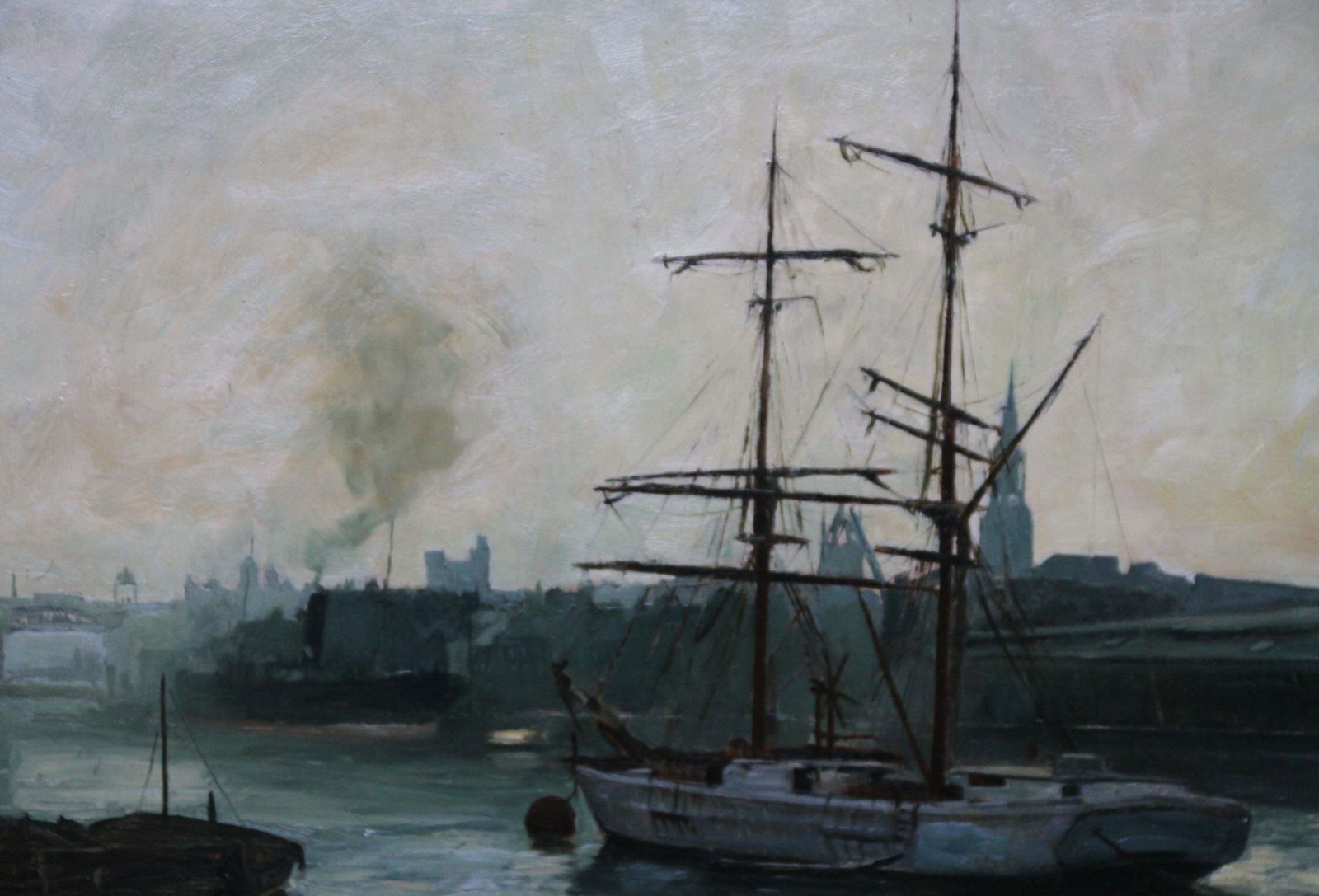 Joseph Henry Kirsopthe Port Of Newcastle Upon Tyne   British 1914 Marine Art Oil Painting1914 photo for sale