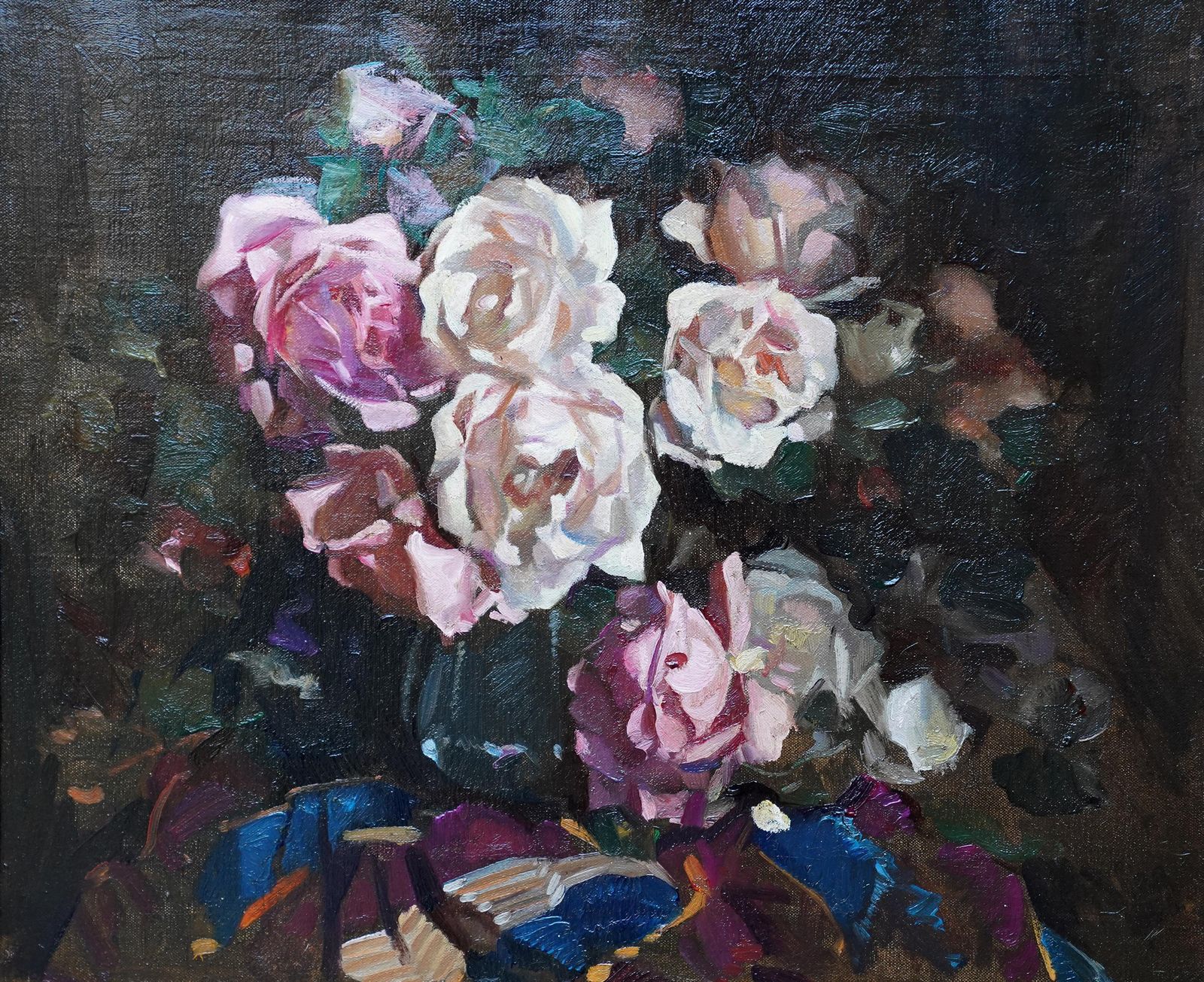 David Alisonstill Life Of Roses   Scottish Colourist Thirties Art Floral Oil Painting Flowercirca 1930 photo furniture