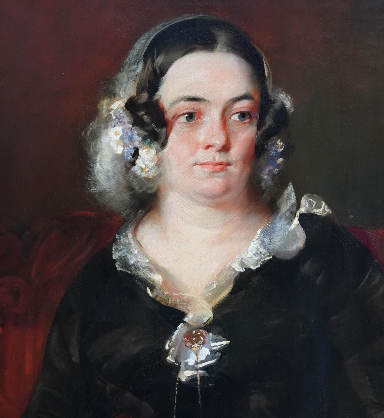 Portrait Of A Lady With Lace Collar   British 19th Century Art Oil Paintingcirca 1810 photo Art