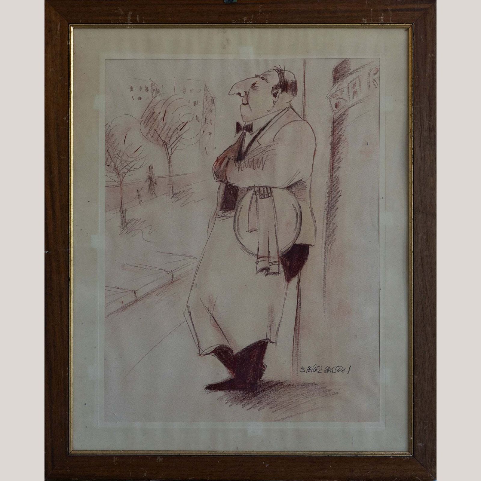 The Waiter   Caricature – Ink Drawing By Salvador Pérez Bassols photo furniture