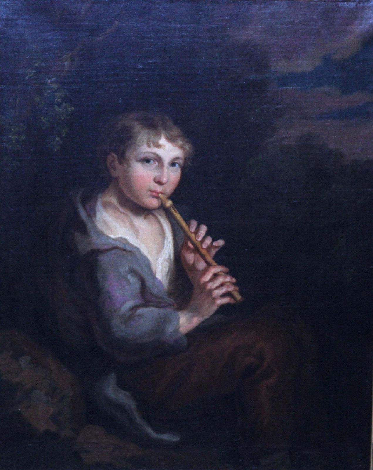 Thomas Barker Of Bath (Att.) Portrait Of Boy Playing A Flute   18th/19th Century Art Old Master Oil Paintingcirca 1800 photo furniture