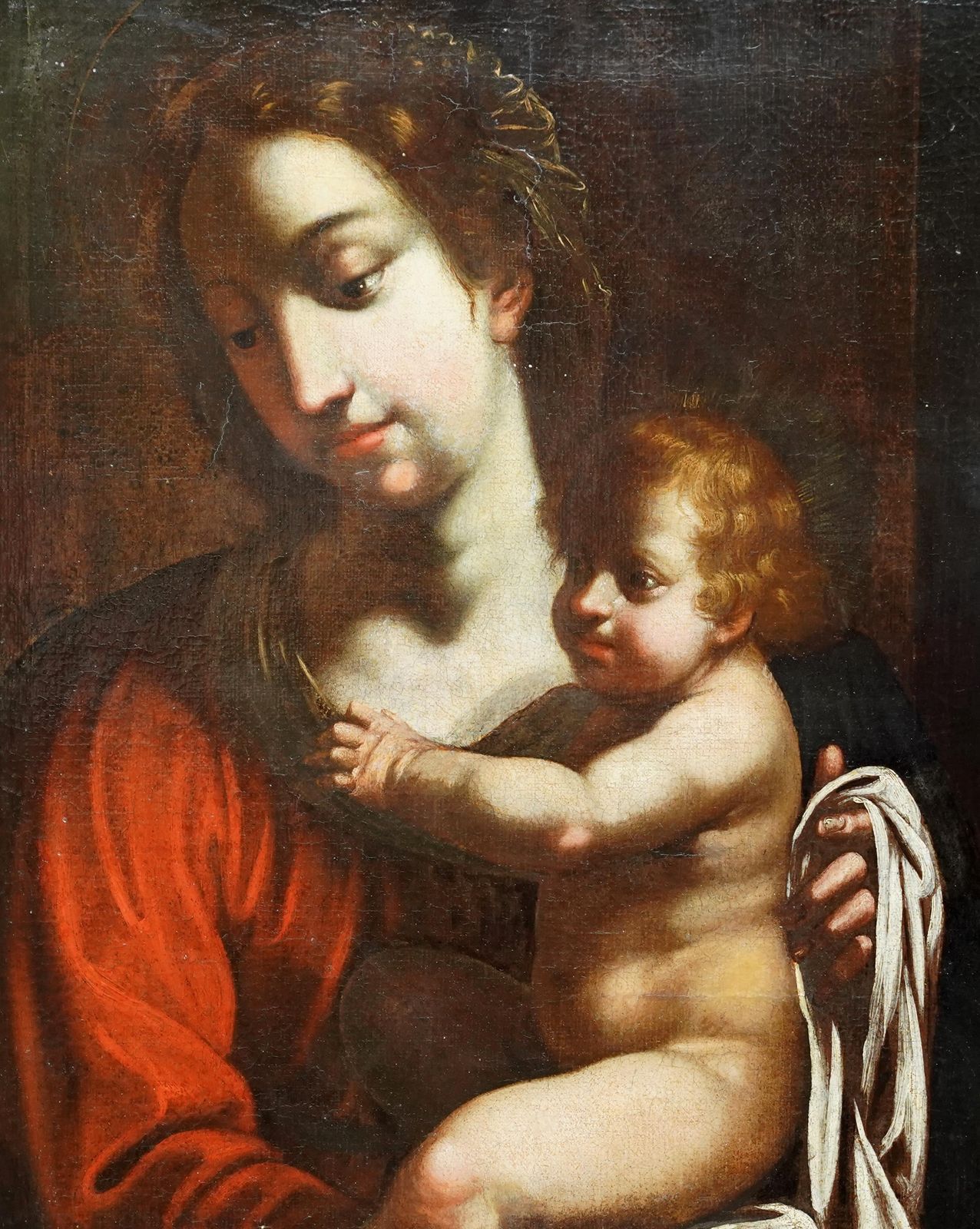 Madonna And Child  Italian Old Master Religious Art Portrait Oil Paintingcirca 1700 photo for sale