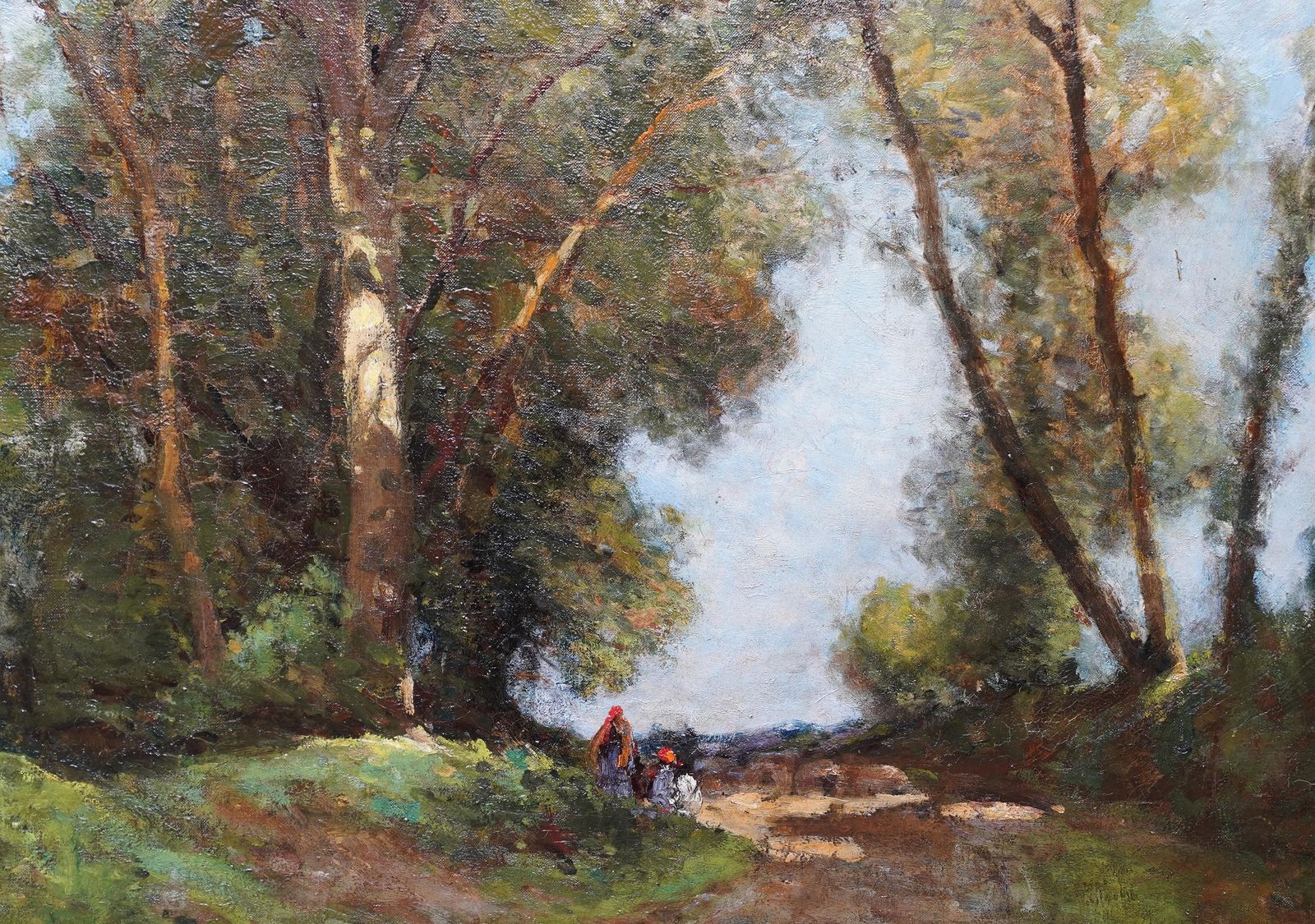Figures On A Woodland Path   British Edwardian Art Landscape Oil Paintingcirca 1910 photo Art