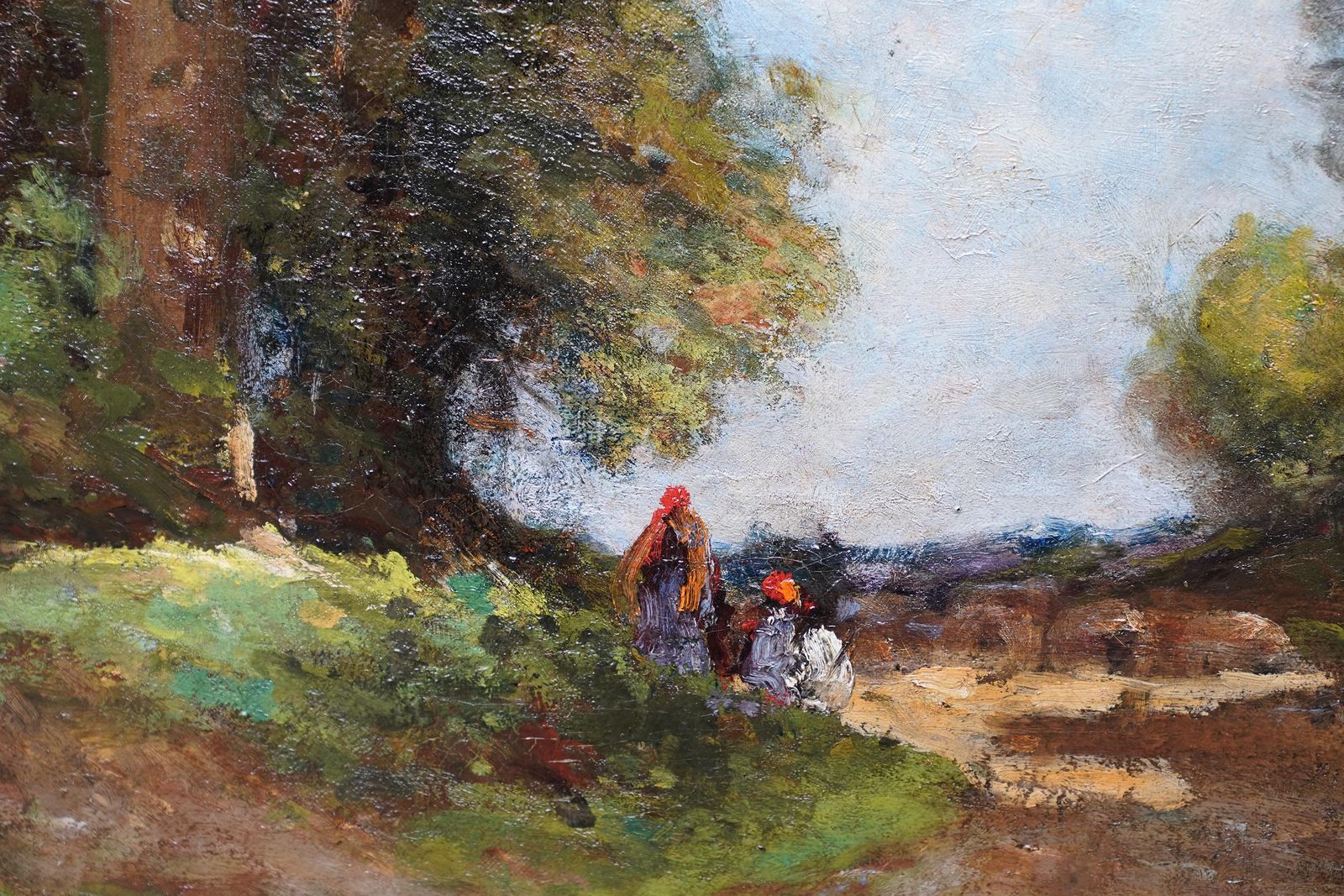 Figures On A Woodland Path   British Edwardian Art Landscape Oil Paintingcirca 1910 photo vinterior