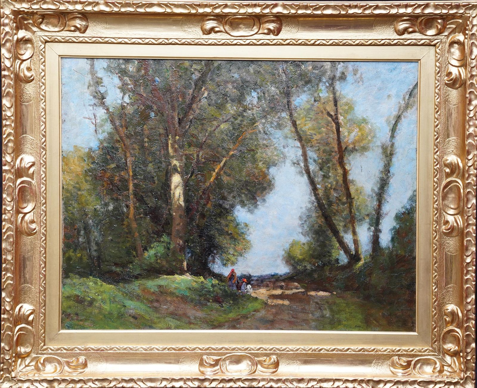 4487.0 Figures On A Woodland Path   British Edwardian Art Landscape Oil Paintingcirca 1910 photo