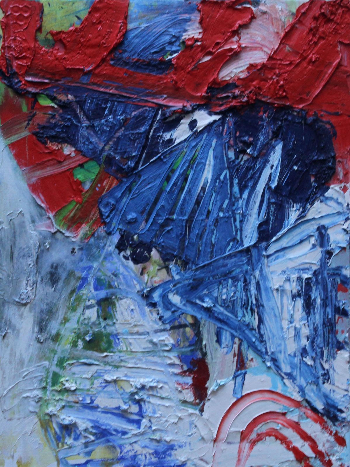 Iain Robertsonautumn Forms   Scottish Abstract Art 20th Century Oil Painting Red White Blue1997 photo furniture