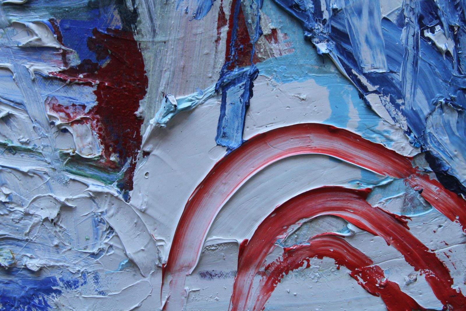 Iain Robertsonautumn Forms   Scottish Abstract Art 20th Century Oil Painting Red White Blue1997 photo 2805.0