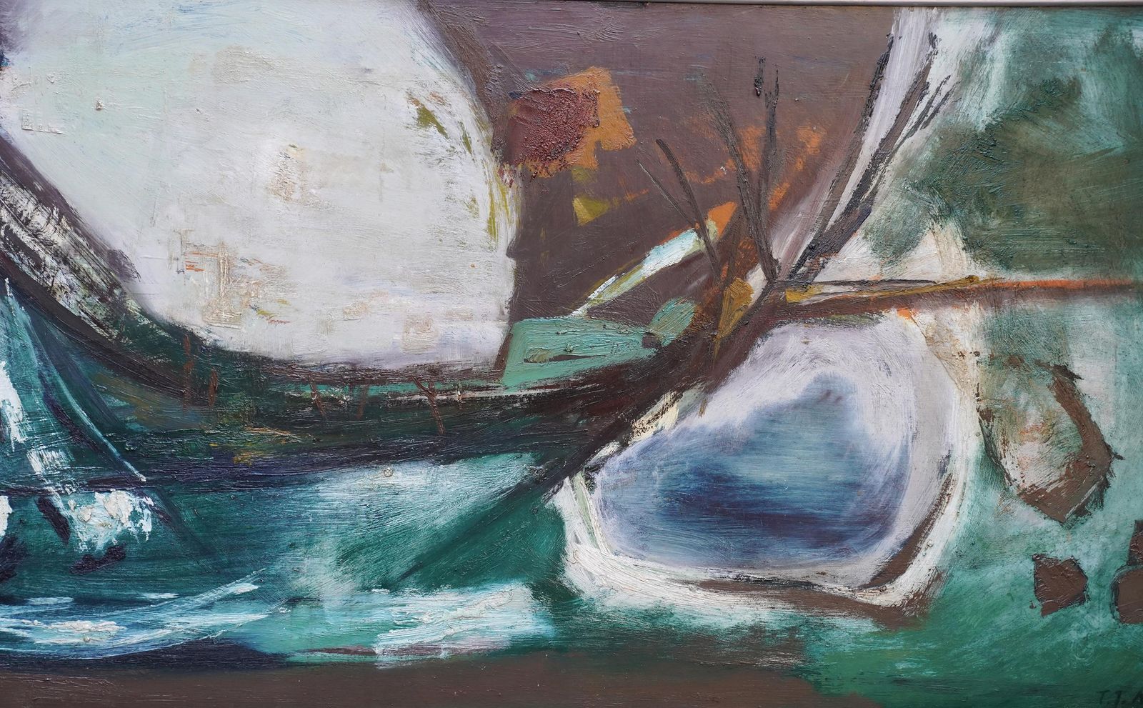 Tom Nashabstract Valley   Welsh 1963 Art Abstract Landscape Oil Painting1963 photo for sale