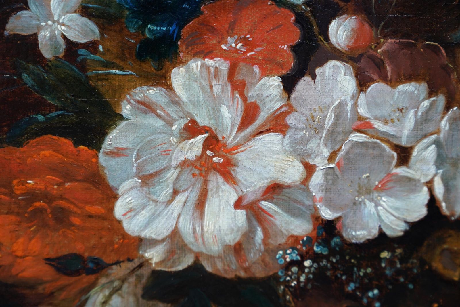 Still Life Of Flowers And Fruit   Dutch Old Master C1700 Floral Art Oil Paintingcirca 1700 photo vintage
