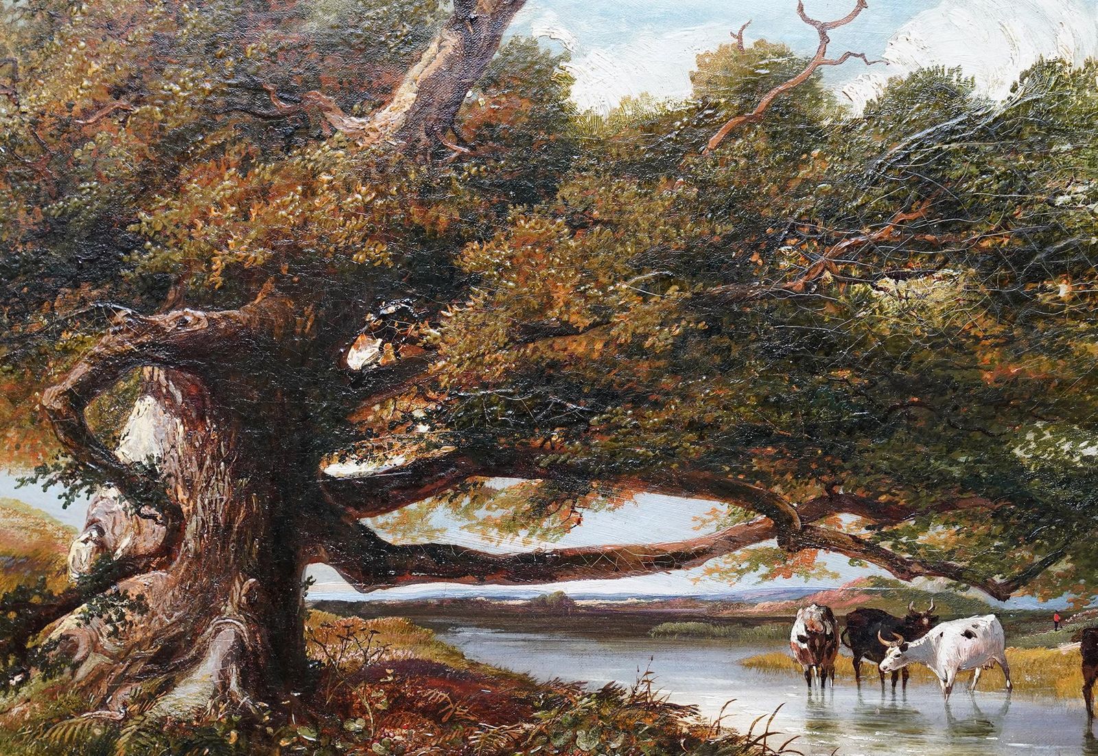 Cattle Watering In A Landscape   British 19th Century Art Victorian Oil Paintingcirca 1855 photo 3468.0