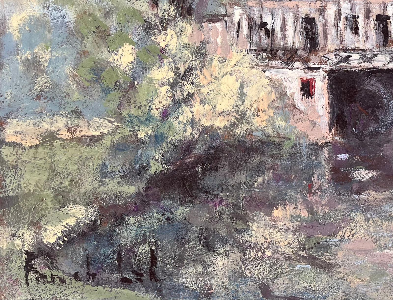 Fanch Lel French Impressionist Oil Of Riverside Mill House With Trees And Reflections photo Art